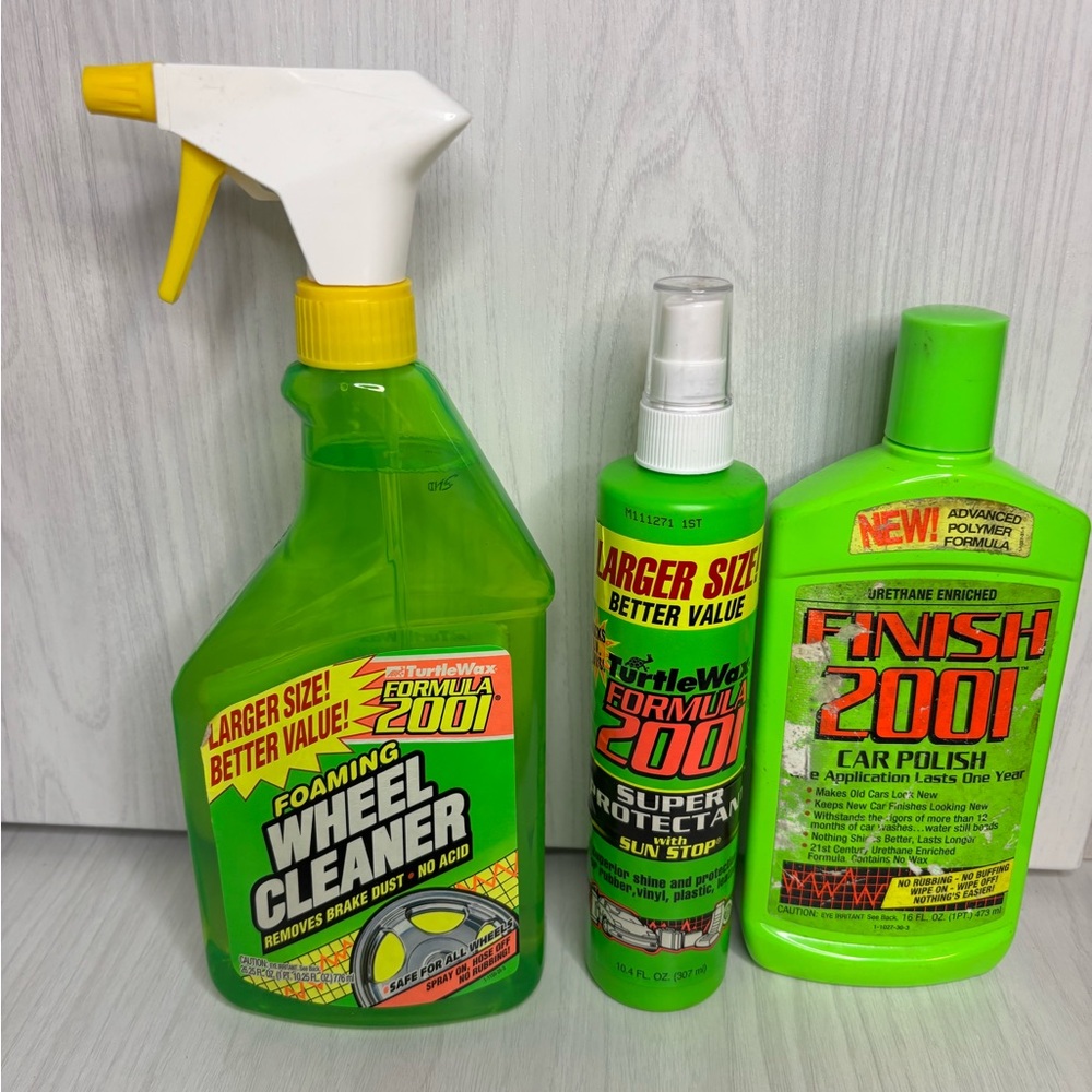 Vintage Turtle Wax Finish 2001 Car Polish Wax Wheel Cleaner Super Protectant
